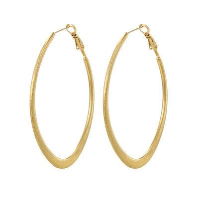 Aros Oval Satinados · Acero Bañado en Oro 14 kt