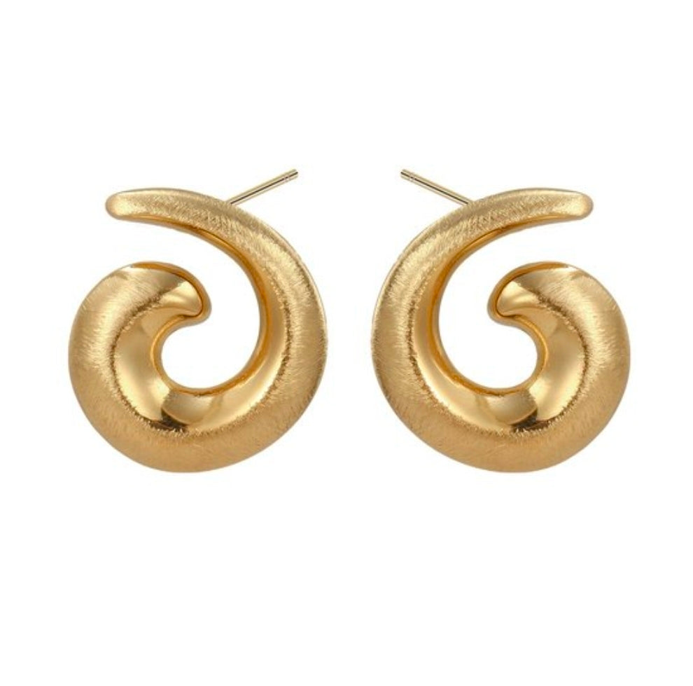 Pendientes Espiral · Acero Bañado en Oro 14 kt