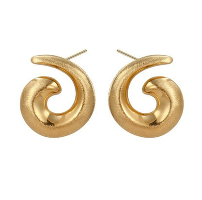 Pendientes Espiral · Acero Bañado en Oro 14 kt