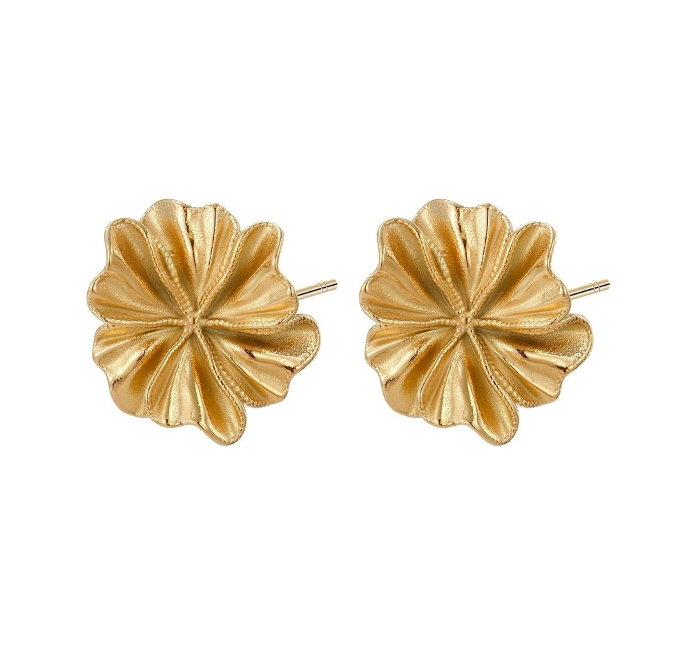 Pendientes Flor · Acero Bañado en Oro 14 kt