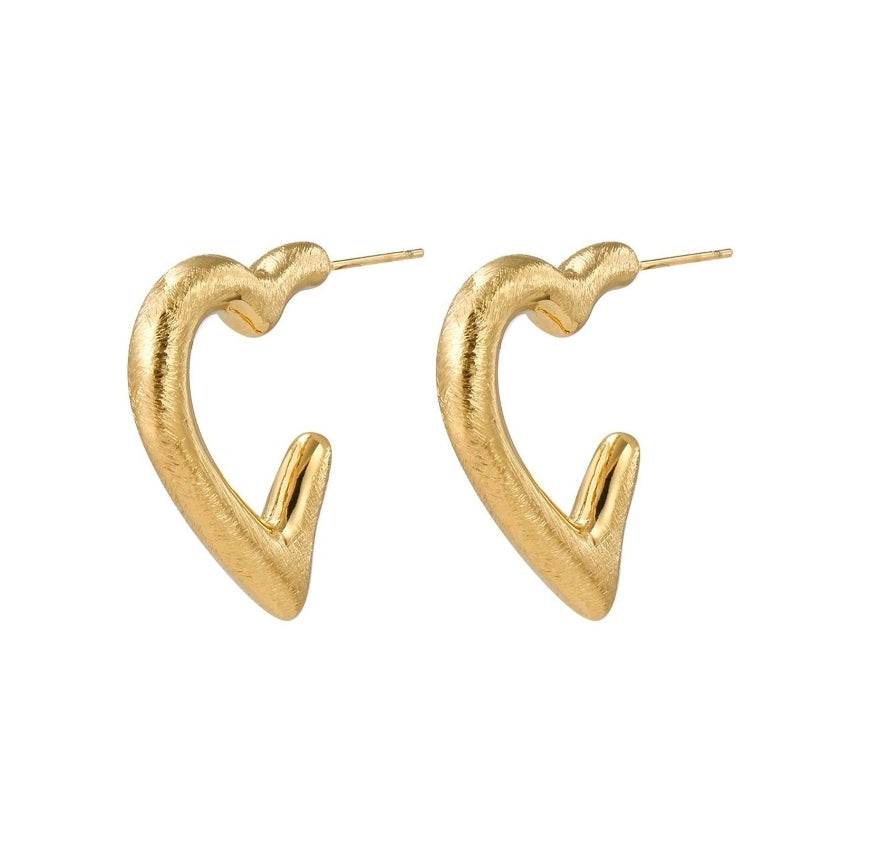 Aros Corazón Abierto · Acero Bañado en Oro 14 kt