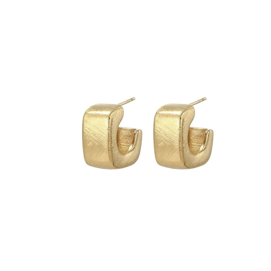 Aros Mini Chunky Satinados · Acero Bañado en Oro 14 kt